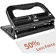 XOOL 3 Hole Punch, Desktop Hole Puncher 2-3 Holes adjustable 40 Sheet Punch Capacity Metal Heavy Duty Paper Punch Black