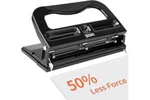 XOOL Perforadora de Papel, 3 Agujeros, 40 Hojas de Capacidad, Metal Resistente, Fuerza Reducida