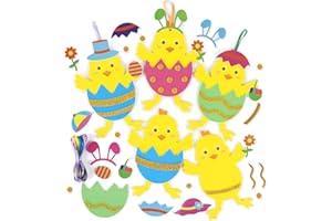 FYOJAIC 12 Osterküken Bastelset, Ostern Basteln Kinder, Oster Moosgummi Bastelsets, Ostern Anhänger Deko Mix & Match, Osterbasteln mit Kindern
