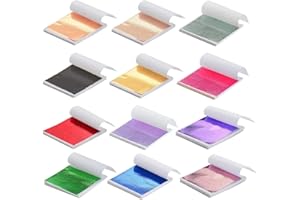 SMARTMASTER Gold Leaf Sheets 240 Sheets 12 Colors, Gold Foil Sheets 9.5 x 8.5cm, Colored Gold Leaf Multipurpose Antique Silver Foil for Nails, Art & DIY Projects, Picture Frames, Multi Artistic Decoration