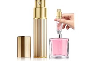 TRAIMBER-SEVEN Perfume Atomiser, 5ml Perfume Travel Bottle, Refillable Perfume Bottle Mini Atomiser Spray Bottle Perfume Dispenser Perfume Refill Bottle fits Purse Handbag Pocket Luggage for Women and Men (Gold)