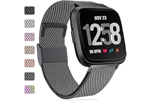 Faliogo pasek kompatybilny z Fitbit Versa bransoletką/Fitbit Versa 2 bransoletką, regulowany pasek ze stali nierdzewnej, kompatybilny z Fitbit Versa Lite, mały duży