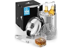 Beyond Ishållare med Lock & Tång i Rostfritt Stål BPA-fri - Dubbelväggig Iskylare 1,3 Liter Isbitar, Ishink, Iskylare, Isbitsbehållare, Ice Cube Bucket Kylare