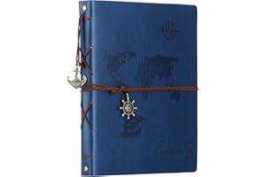 SEEALLDE Fotoalbum zum Einstecken Scrapbook Reise Leder Fotoalben Vintage DIY Nachfüllbar MemoryBuch 60 Schwarzer Seiten