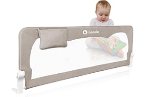 lionelo Hanna Sponda letto universale barriera protettiva per letto, Altezza 65cm, Installazione facile, 180 gradi di reclinazione, Sponda pieghevole con blocco StandSafe, Cinture SecureBelt e Tasca