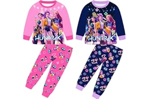 GÉNÉRIQUE Ensemble 2 pièces Pyjama pour Garçons et Filles K-Kpop D-Demon Hunters Huntrix T-Shirt et Pantalon vêtements de Nuit avec pour Enfants Pyjamas pour Filles Ensemble Halloween Carnaval Fête 2-14 ans