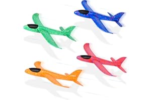 Ulikey 4 Pack Avion de Lancer 35cm Manuel Planeurs Enfant Jouet, Avion Mousse Voler Sports de Plein Air Lancer de Planeur Cadeaux pour Enfants