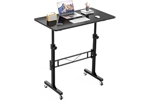 HOMIDEC Height Adjustable Standing Desk, 80x40cm Mobile Small Desk, Portable Home Office Computer Desks with Wheels, Modern Simple Style Desks for Bedroom, Living Room, Office, Black