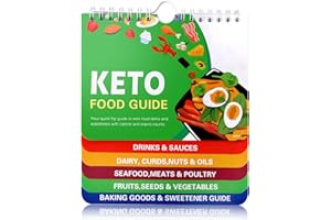 JUGHIGH Keto Food Cheat Sheet Magnetic Cookbook Booklet Keto Recipe Book Planning Tool Chart Weight Loss Low Carb Ketogenic Meal Plan Recipes Fridge Reference Guide for Vegetable Meals Fruits