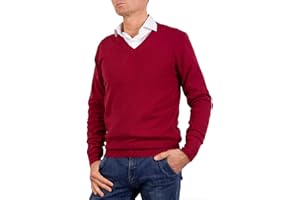 Marenza Scollo V Uomo Manica Lunga Misto Cashmere Seta Made in Italy