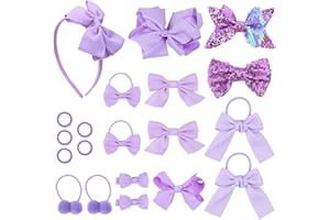 Bekecidi 20pcs Accessori Capelli Bambina Scuola Fermagli Capelli Lilla con Fiocco, Fascia per Capelli con Fiocco, Elastici per Capelli con Fiocco, Accessori per Capelli per Bambini Bambini