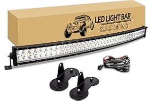 RIGIDON 3D incurvée led light barre avec 12v faisceau de câblage kit, 2pcs aimanté support, 105cm 240W longue portee barre lumineuse led pour Offroad Véhicules Voiture Tout-Terrain Camion 4x4 4WD