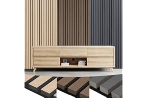 Fiqops 2 pannelli acustici in legno, 120 x 60 cm, pannelli da parete in legno e feltro, pannelli in legno di rovere, rivestimento da parete in legno per studio e casa, decorazione da parete interna –