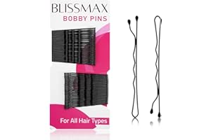 BLISSMAX Black Bobby Pins 50 Pcs, 5cm Long Hair Grips, Thicker & Strong Kirby Pins Hair Clips for All Hair Types – Wavy Hair Pins for Hair Styling Makeup Hairdressing Salon