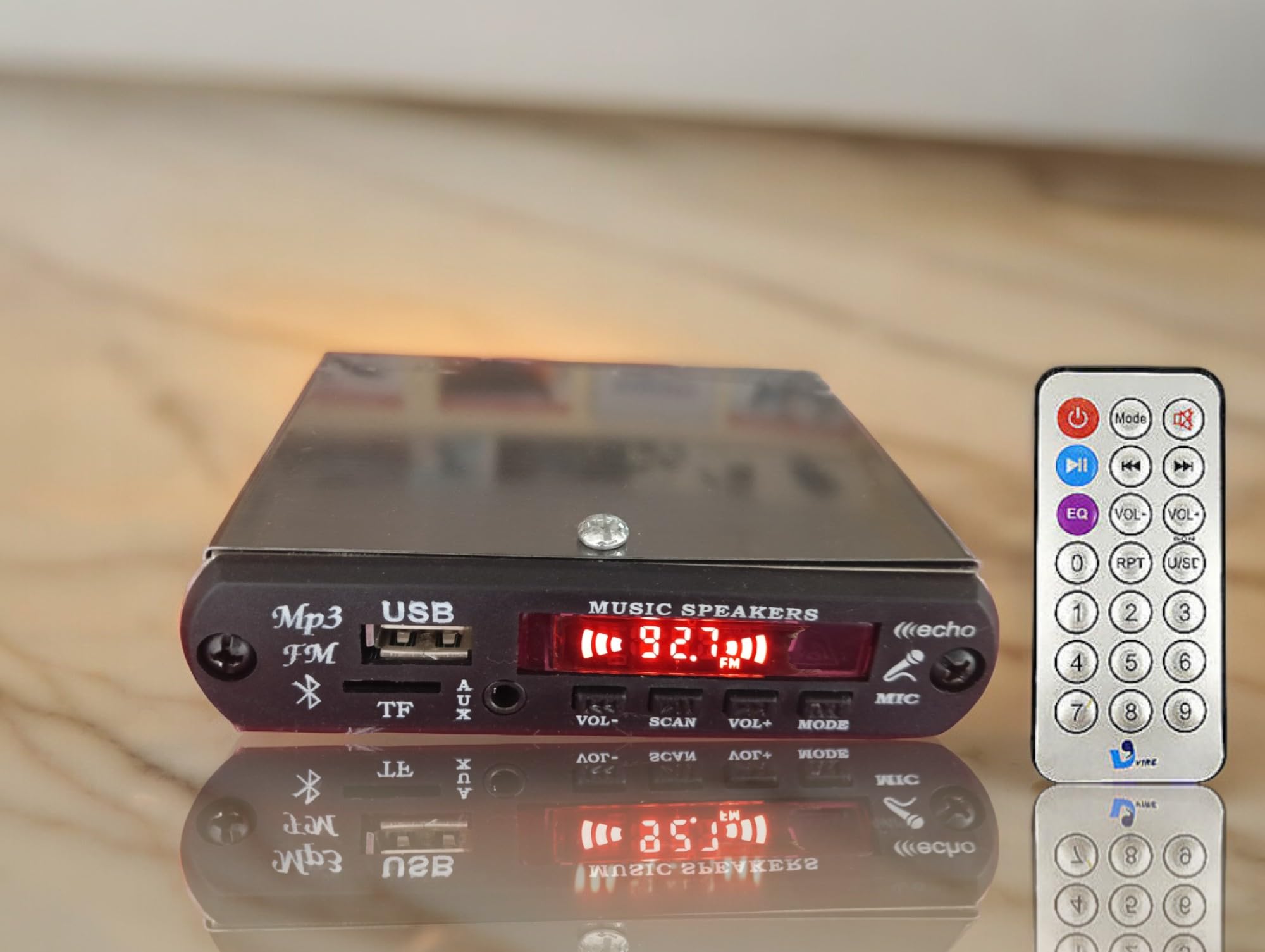 GW-12V DC Mini Amplifier inbuilt with Powerful 4440 IC .Portable Amplifier for Car/Bike and Other vehicle,Robust stainless steel robust body with Bluetooth,FM radio,Aux and USB,Mini Audio player