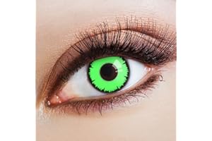 aricona Kontaktlinsen - Lentes de contacto verdes - Lentes de contacto de colores sin dioptrías puede utilizarse durante 12 meses, para Halloween y carnaval, 2 piezas