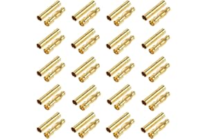 LINSYRC 20 Pairs Gold-plated 4.0MM 4MM Banana Plug Bullet Male and Female Connector for RC Lipo Battery ESC Motors (20 Pairs 4.0MM)