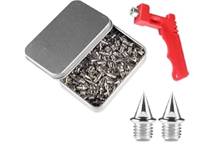 IMAGINE 120pcs 1/4 Inch Track Spikes, Edelstahl Track und Cross Country Spikes Golf Schuhe Spikes Spikes mit Spike Schlüssel, Ersatz Spikes für Sprint Sport Short Running Schuhe