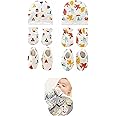 VIN® Newborn Baby Boy -Girl Pure Soft Cotton Rib Mittens Round Caps Hand Gloves Booty Pack of 2 for 0-6 Months | Useful Baby Shower Gift |Infant Newborn Baby Apron Gift Set Multi -Color