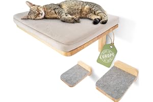 WOOWOOD® Mur d'escalade pour Chat avec 2 marches de Chat [Extra Grand et Stable] I Hamac pour Chats Mur 3 pièces I Set Arbre à Chat Mural I Mur pour Chats I Chaise Longue Murale pour Chats