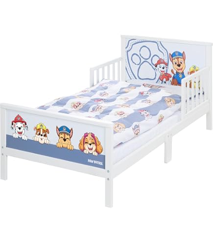 Lit Enfant Pat Patrouille 140x70 Cm - Licence Officielle Avec Lattes - Bleu - Dès 24 Mois - Jusqu'à 50 Kg