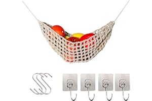 Sprießen Hamaca De Frutas,Hamaca De Frutas para Colgar,con 4 Ganchos Y 2 Ganchos S,Bohemio AlgodóN Titular De Fruta,Ahorro De Espacio,De Almacenamiento De PláTanos para Frutas Verduras