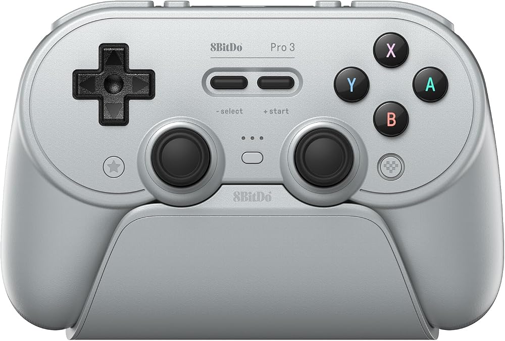 8BitDo Pro 3 Bluetooth Controller for Switch/Switch 2 – TMR Joysticks, Swappable ABXY Buttons, Pro Back Buttons, Charging Dock, Hall Effect Triggers, for Windows, Apple, SteamOS, Android - Gray