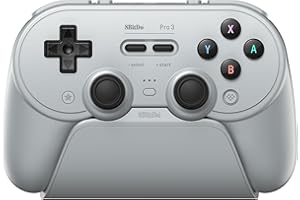 8Bitdo Pro 3 Bluetooth Controller for Switch/Switch 2 – TMR Joysticks, Swappable ABXY Buttons, Pro Back Buttons, Charging Dock, Hall Effect Triggers, for Windows, Apple, SteamOS, Android - Gray