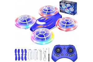 Radiostyrd Mini Drone för Barn, Spel Present Barn 5-12 år | 6 lägen LED-lampor, 360° flip, 2 batterier ingår, 3 justerbara ha