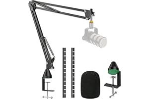YOUSHARES Supporto with Spugna Antiventoper Microfono da Tavolo, Asta Microfono Scrivania Professionale con Braccio Regolabile a Sospensione, Compatibile con Rode podmic Podcast Microphone