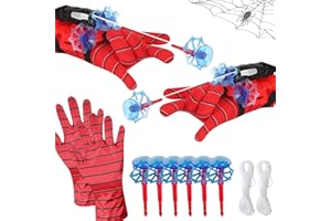 Funnity 2 Sets Spider Gloves with Launch, Marve Toy Spider Net Launcher, Spider Gloves Spider Web, Spider Costume Children for Fancy Dress Spider Cosplay Spider Gift