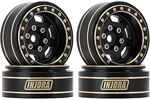 INJORA 1.0 Plus Brass Beadlock Wheel Rims 43g/pcs 6-Spoke Rims for TRX4M SCX24 FCX24 1/24 1/18 RC Crawler,Black