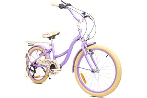 SUN BABY Bicicleta para niñas Flower Bike, tamaño de Rueda 20 Pulgadas, de 6 a 10 años, de 6 velocidades Shimano, de Altura Ajustable