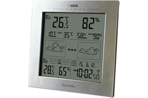 Youshiko Wireless Weather Station Radio Controlled Clock (2025 UK Version) Indoor Outdoor Temperature Humidity Maximum & Minimum 24 Hour Auto Reset