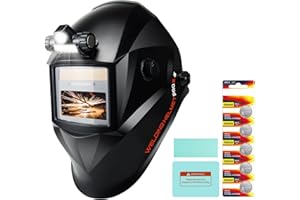 TRQWH Welding Helmet with Light True Color Auto Darkening Welding Helmets for Men Solar Powered Welding Hood with 2 Arc Sensor Wide Shade 4/9-13 for TIG MIG ARC Cool Welder Mask (matte black)