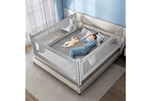 ‎SINBIDE Sinbide Bettgitter, 150cm/180cm/200cm/220cm Kinderbettgitter, Klappbarer Bettschutzgitter für Kinder, Schlafzimmerzubehör für Jungen und Mädchen (grau, 200cm)