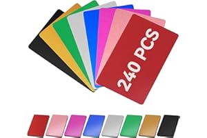 ‎YOFULY 240 Stück Visitenkarten Blanko, Metall Aluminium Visitenkarten Rohlinge, Visitenkarte Leere Alu Legierung Karte Laser Gravierte Visitenkarte Dicke Blanko Karte - 8 Farben, 8.6x5.4cm