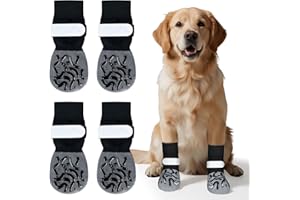 Kiiwah 2 pary dwustronnych antypoślizgowych skarpet dla psa z regulowanymi paskami, ochrona przed lizaniem łap, odpowiednie do użytku na zewnątrz lub wewnątrz
