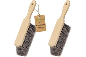 ‎VARIVENDO varivendo 2er Set Handfeger Arenga 28 cm – Industriehandfeger aus unlackiertem Buchenholz, sehr robuste Naturfaser, nassfest und ölbeständig, Besen klein für Werkstatt & Hof