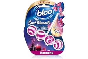 Bloo Spa Moments Harmony Toilet Rim Block, Premium Toilet Cleaner with Essential Oils, Toilet bowl freshener with Relaxing and Long-Lasting Scent – 1 x Toilet Block.