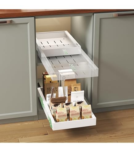 Creperture Uittrekbare lade voor de keuken, 40 x 13,5 x 7 cm, telescopische lade, ABS, kastorganizer, schuif uit laden, rekken voor keuken, woonkamer, badkamer