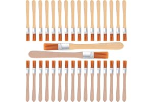 Aoyfuwell 40 Stück Kleine Pinsel Borstenpinsel Set,Borstenpinsel Holzgriff Flachpinsel Malerpinsel 13cm, Nylonborsten Malerpinsel Set, Farbflecken Lackierpinsel DIY Malen