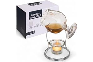 MIJOMA Brandy Coffret cadeau chaud – Chauffe-cognac avec oscillateur en verre de 400 ml, support en acier inoxydable et photophore en verre, aromatique pour les amateurs