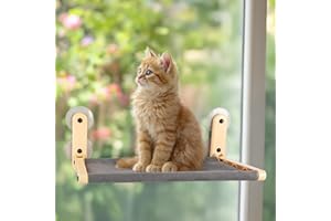 ALL FOR PAWS Cat Window Perch Hammock Bed for Indoor Cats, Cordless Design, Large Suction Cups, Folds Up Against Window, Grey