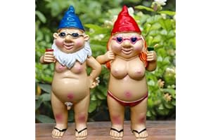 LGUZAKO Garden Gnome Funny Gnome Statue Naughty Lawn Resin Figurine Outdoor Statue for Lawn Yard Balcony Home Ornaments Garden Decoration (Red) (Black)