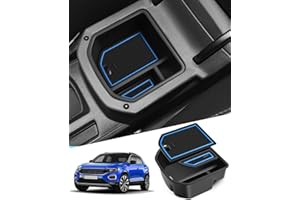 WEIPIN Compatible con VW T-Roc 2018-2023 2024 2025 consola central, guantera, reposabrazos, organizador de consola de coche, caja de almacenamiento multifuncional, accesorios interiores (azul)