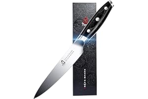 TUO Coltello Universale Cucina 12.5cm Coltello da Cucina Acciaio Inossidabile Tedesco con Confezione Regalo-Black Hawk Series