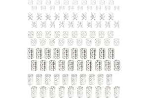 INNAL 100 Pezzi Anelli per Capelli in Metallo Anelli Capelli Anelli per Treccine Regolabile Anelli per Trecce Capelli Accessori per Dreadlocks per Uomini Donne (Argento)