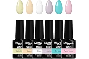 MEANAIL Paris - Marque française - Coffret Manucure - Vernis Semi Permanent - 6 Vernis à Ongles - Compatibles Lampe UV LED - Coffret Cookie Pastel - Cruelty Free - Vegan