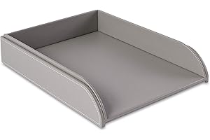 Osco GRYPULT1 Faux Leather Letter Tray - Grey
